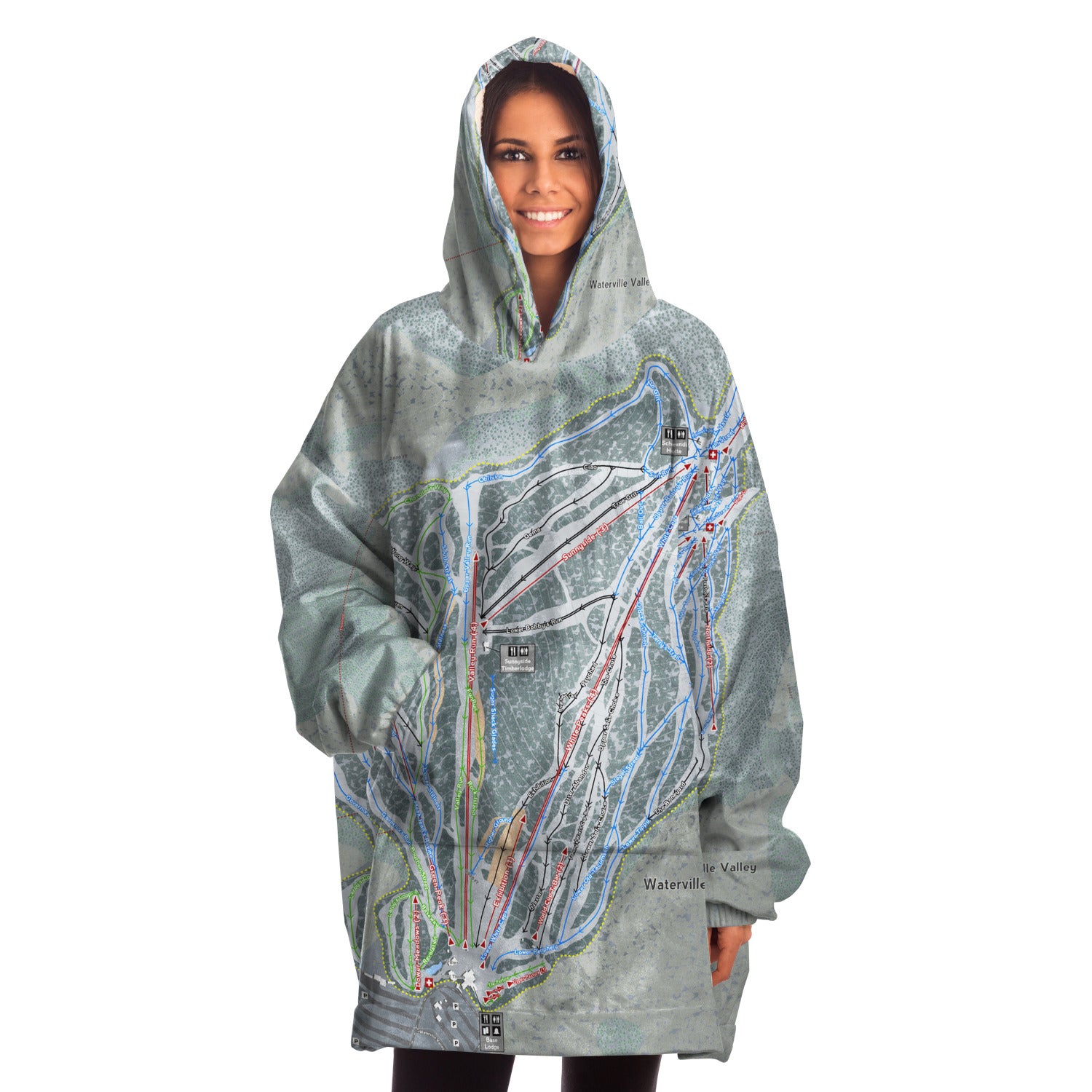 Waterville Valley, New Hampshire Ski Trail Map - Snug Hoodie