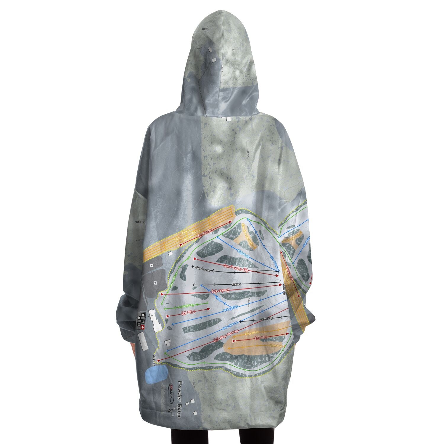 Powder Ridge, Minnesota Ski Trail Map Snug Hoodie