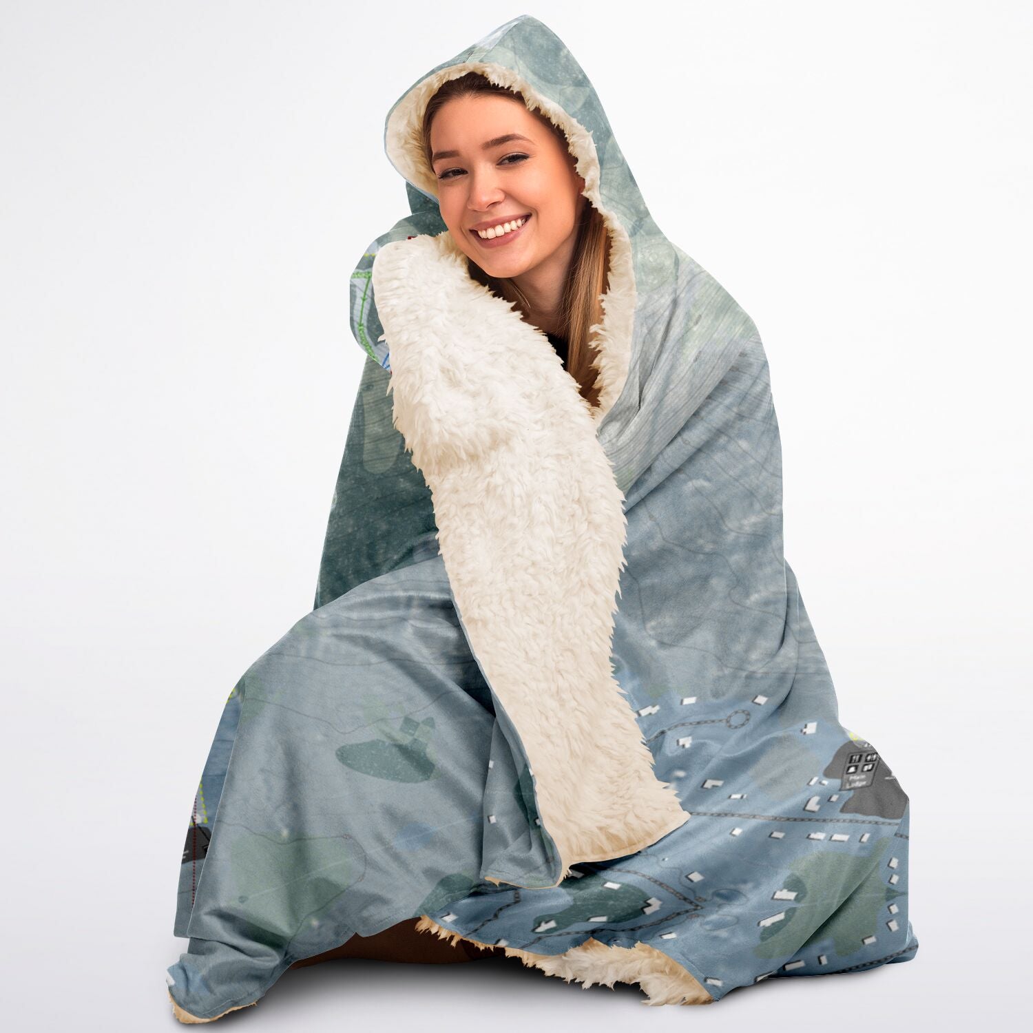 West Mountain, New York Ski Trail Map - Adult Hooded Blanket