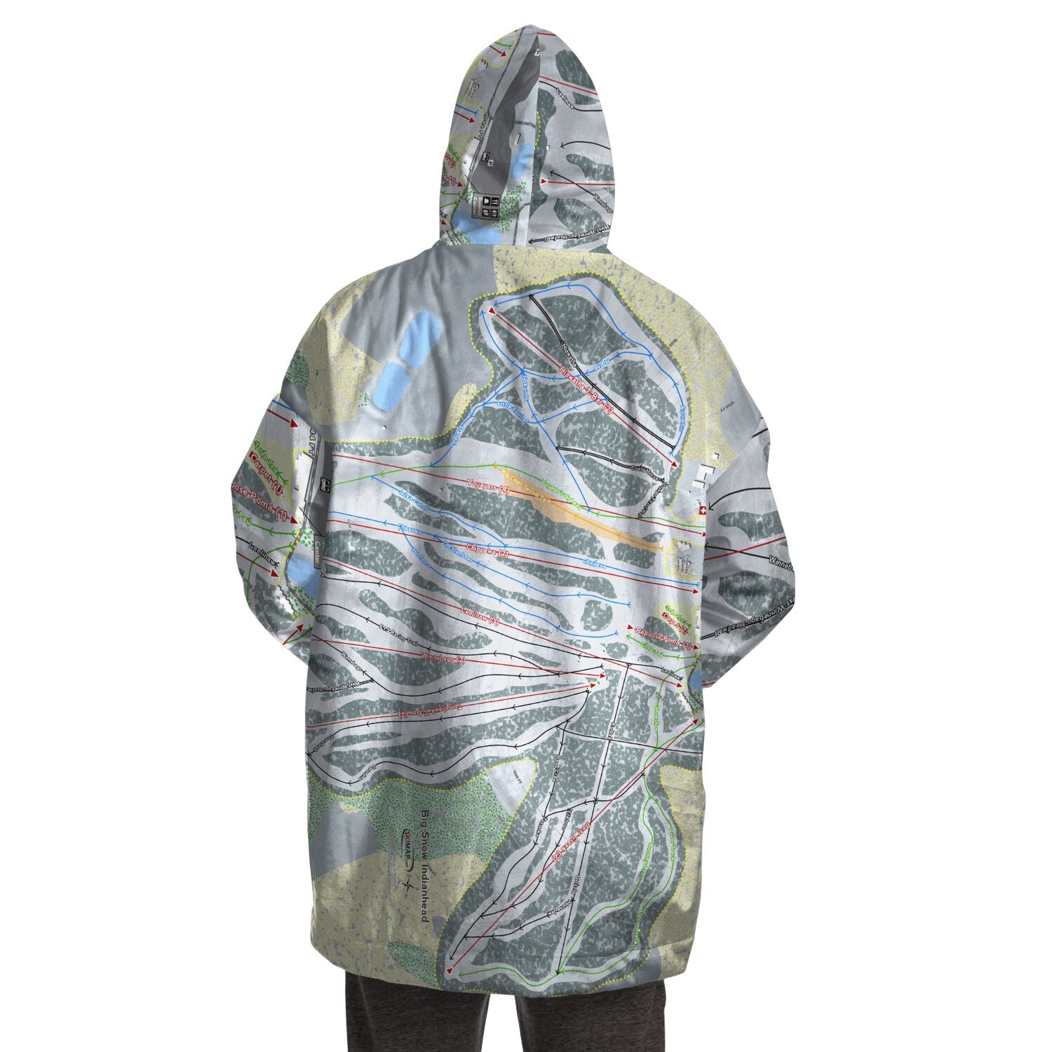 Big Snow Indianhead, Michigan Ski Trail Map Snug Hoodie