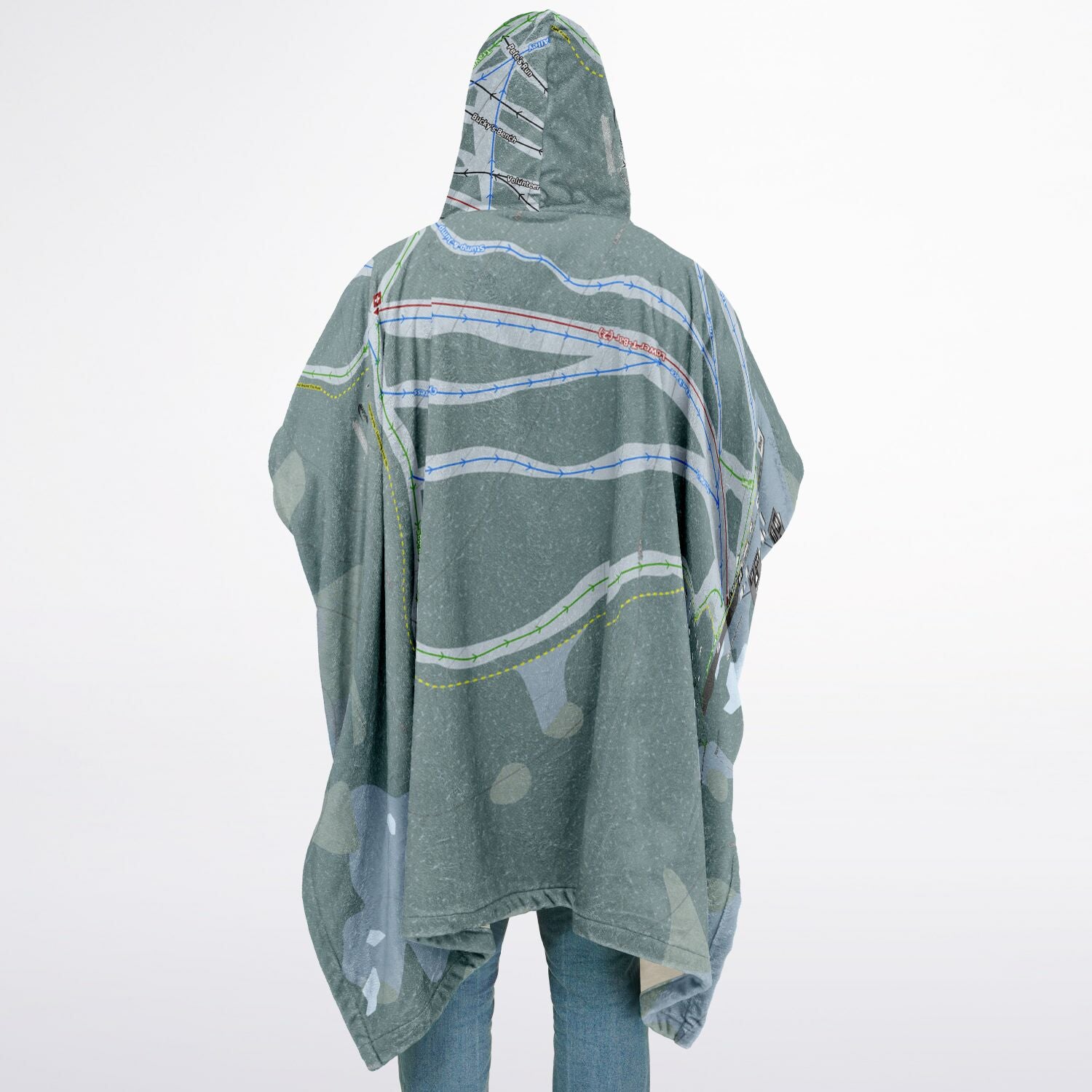 Mount Cain, British Columbia Ski Resort Map Flannel Blanket Poncho