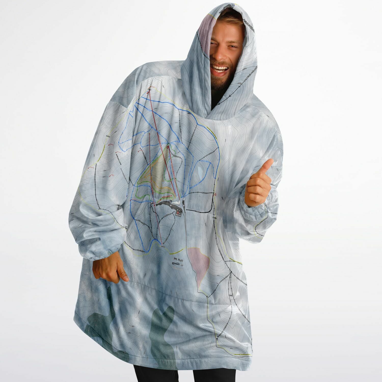 Mt Hutt, New Zealand Ski Trail Map - Snug Hoodie