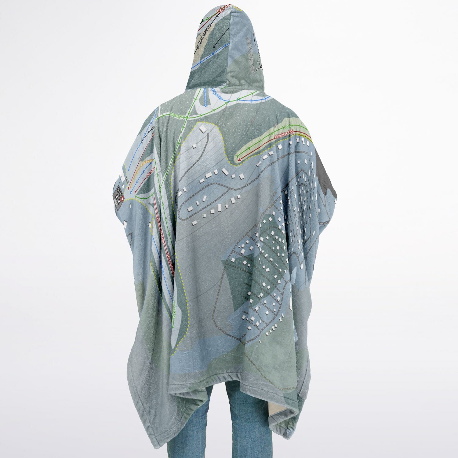 Ski Montcalm, Quebec Ski Resort Map Flannel Blanket Poncho