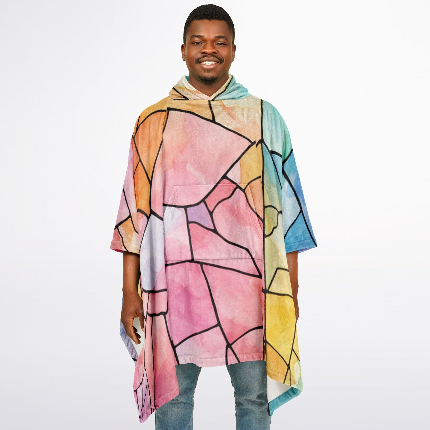 Stained Glass, Flannel Blanket Poncho