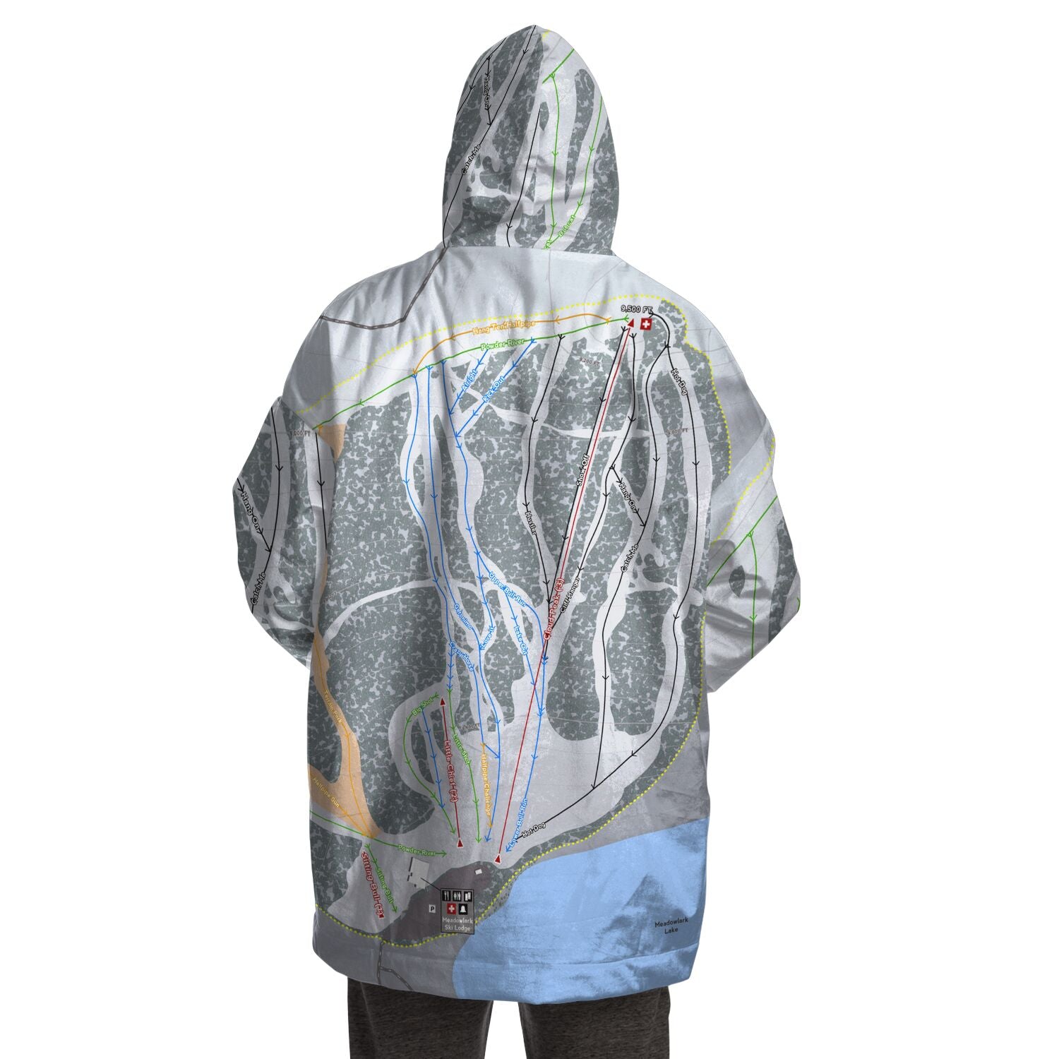 Meadowlark, Wyoming Ski Trail Map Snug Hoodie