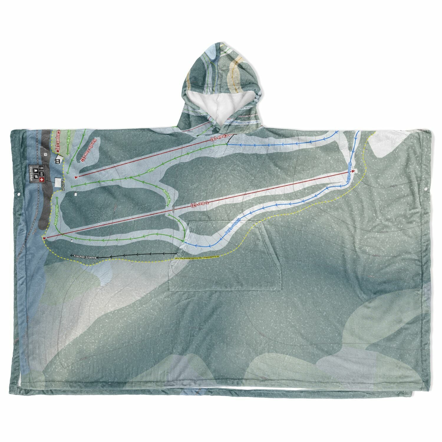 Hidden Valley, Alberta Ski Resort Map Flannel Blanket Poncho
