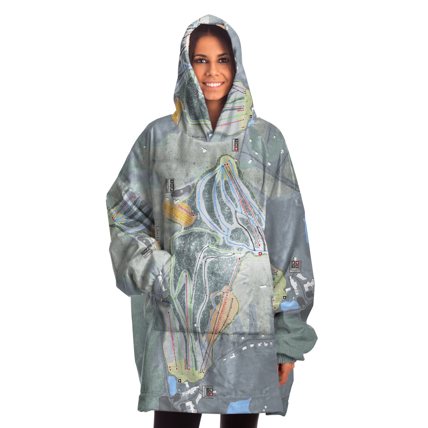 Liberty Mountain, Pennsylvania Ski Trail Map Snug Hoodie