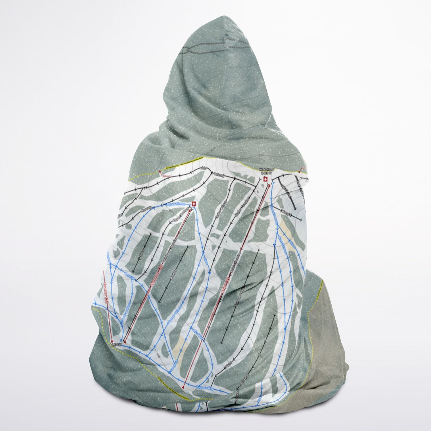 Mt. Ashland, Oregon Ski Trail Map - Youth Hooded Blanket