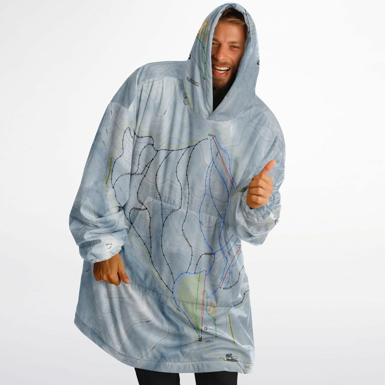 Tukino, New Zealand Ski Trail Map - Snug Hoodie