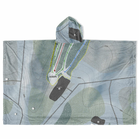Emery Park, New York Ski Resort Map Flannel Blanket Poncho