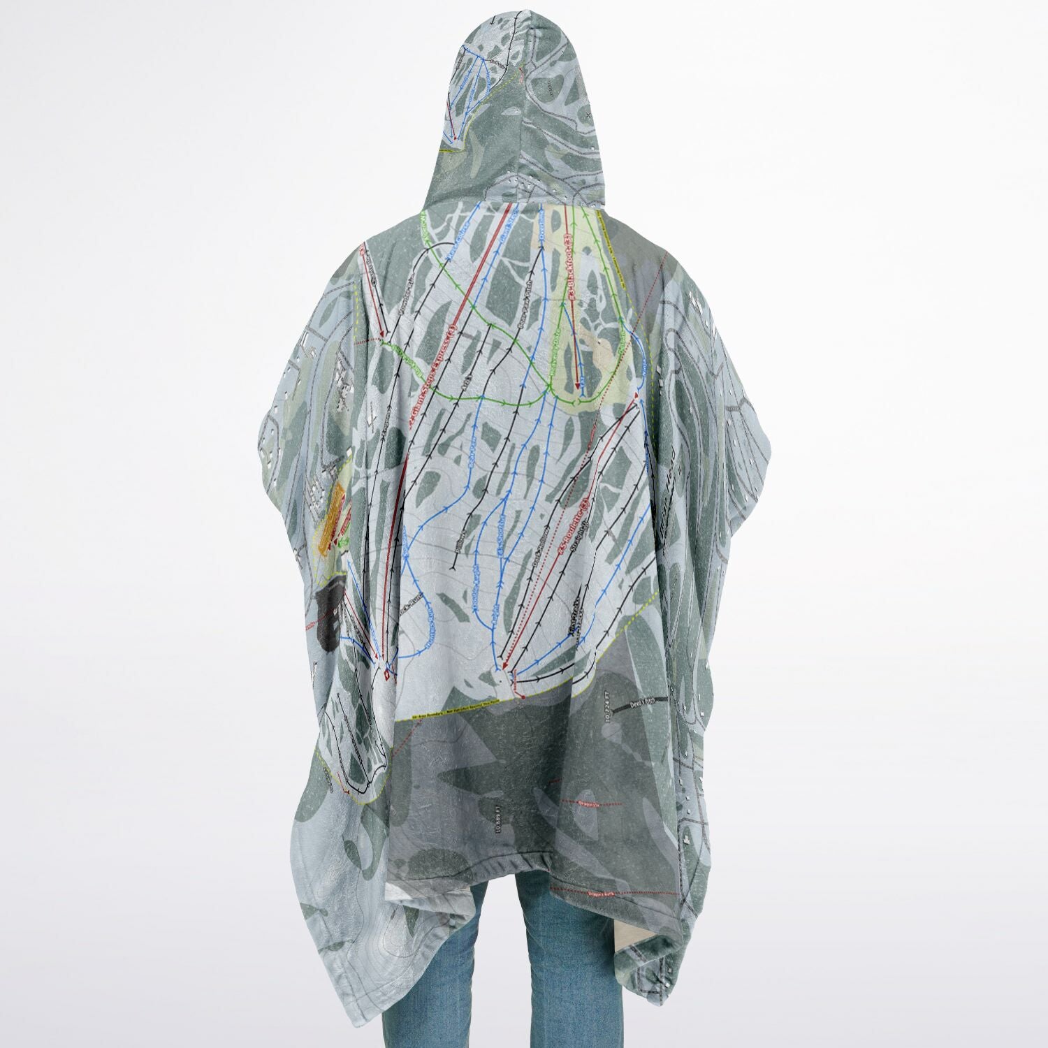 Brian Head, Utah Ski Resort Map Flannel Blanket Poncho