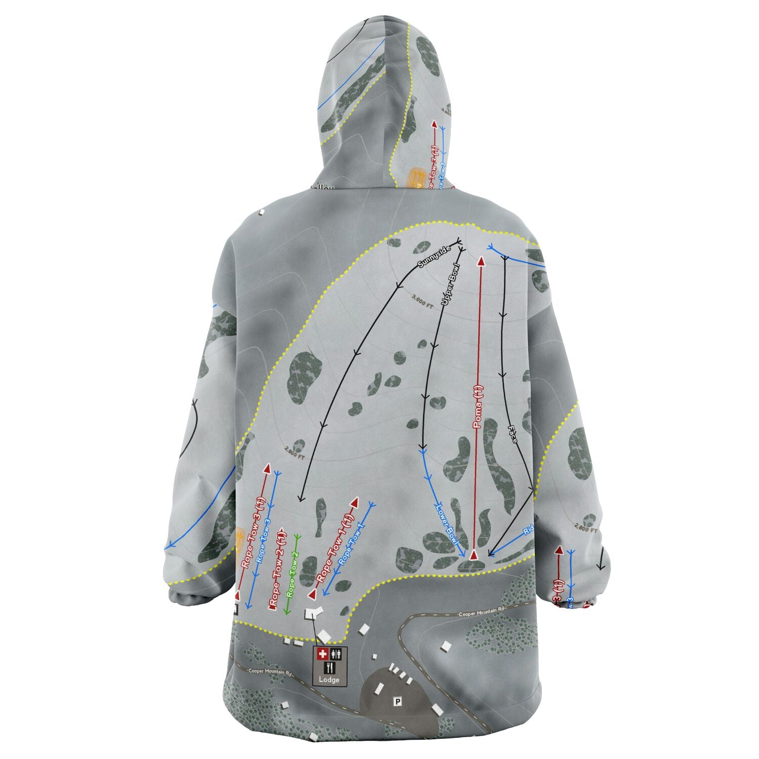 Echo Valley, Washington Ski Trail Map - Snug Hoodie - Powderaddicts