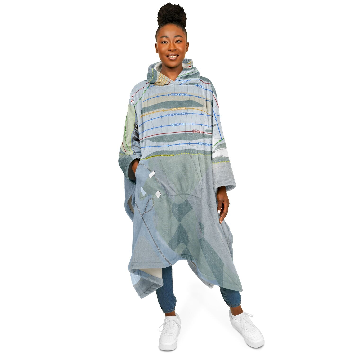 Tussey Mountain, Pennsylvania Ski Resort Map Flannel Blanket Poncho