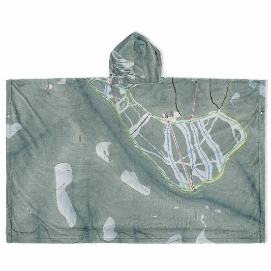 Montana Snowbowl, Montana Ski Resort Map Flannel Blanket Poncho
