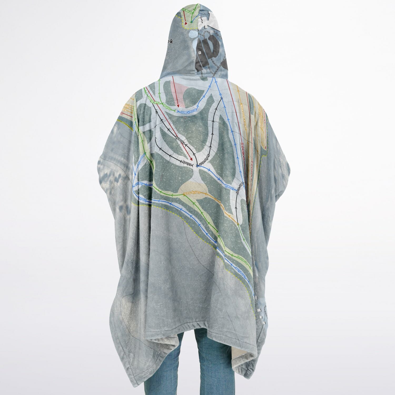 Bear Creek, Pennsylvania Ski Resort Map Flannel Blanket Poncho