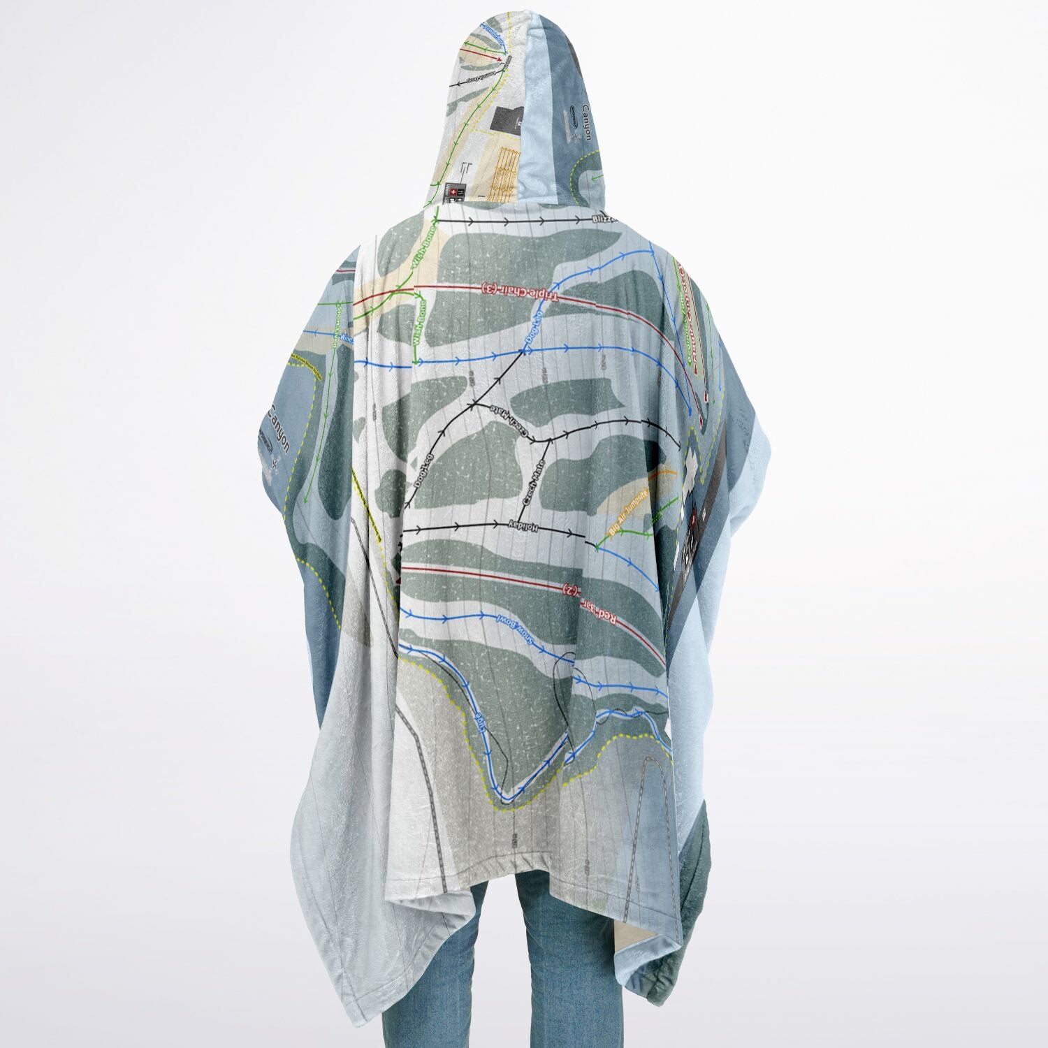 Canyon, Alberta Ski Resort Map Flannel Blanket Poncho