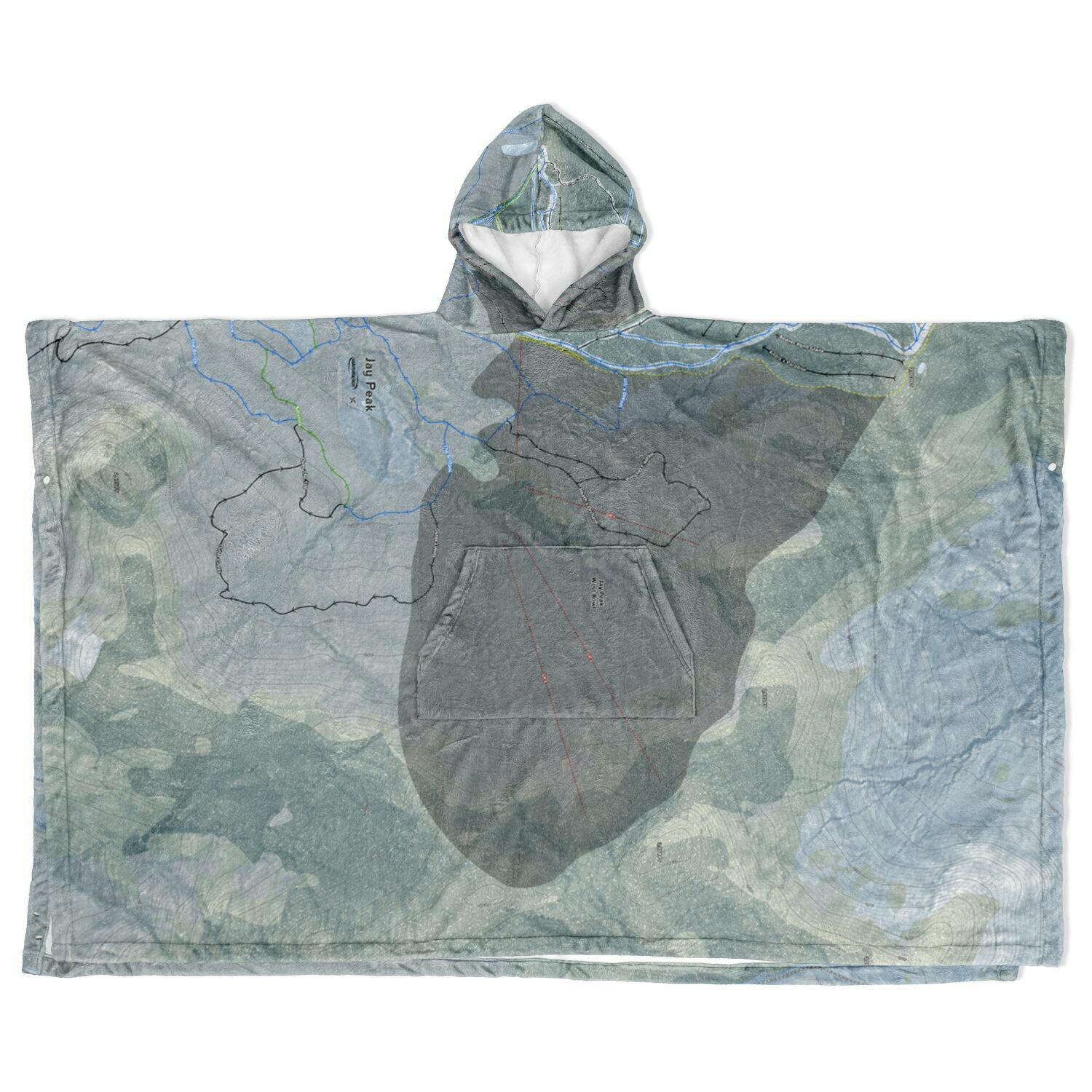 Jay Peak, Vermont Ski Resort Map Flannel Blanket Poncho