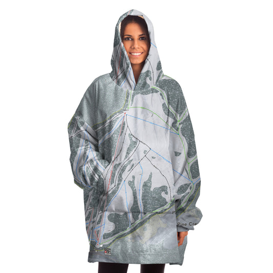 Pine Creek, Wyoming Ski Trail Map Snug Hoodie - Powderaddicts