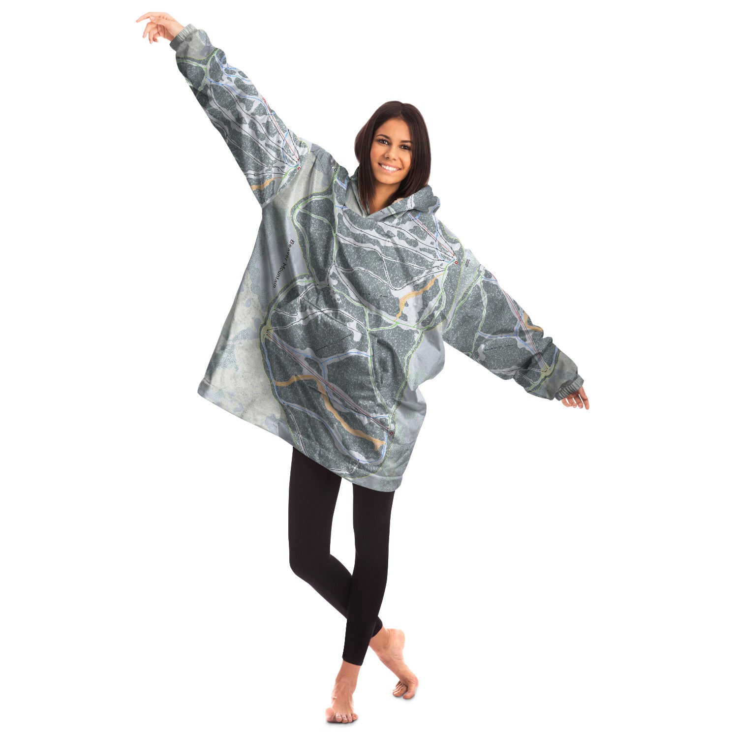 Beaver Mountain, Utah Ski Trail Map - Snug Hoodie