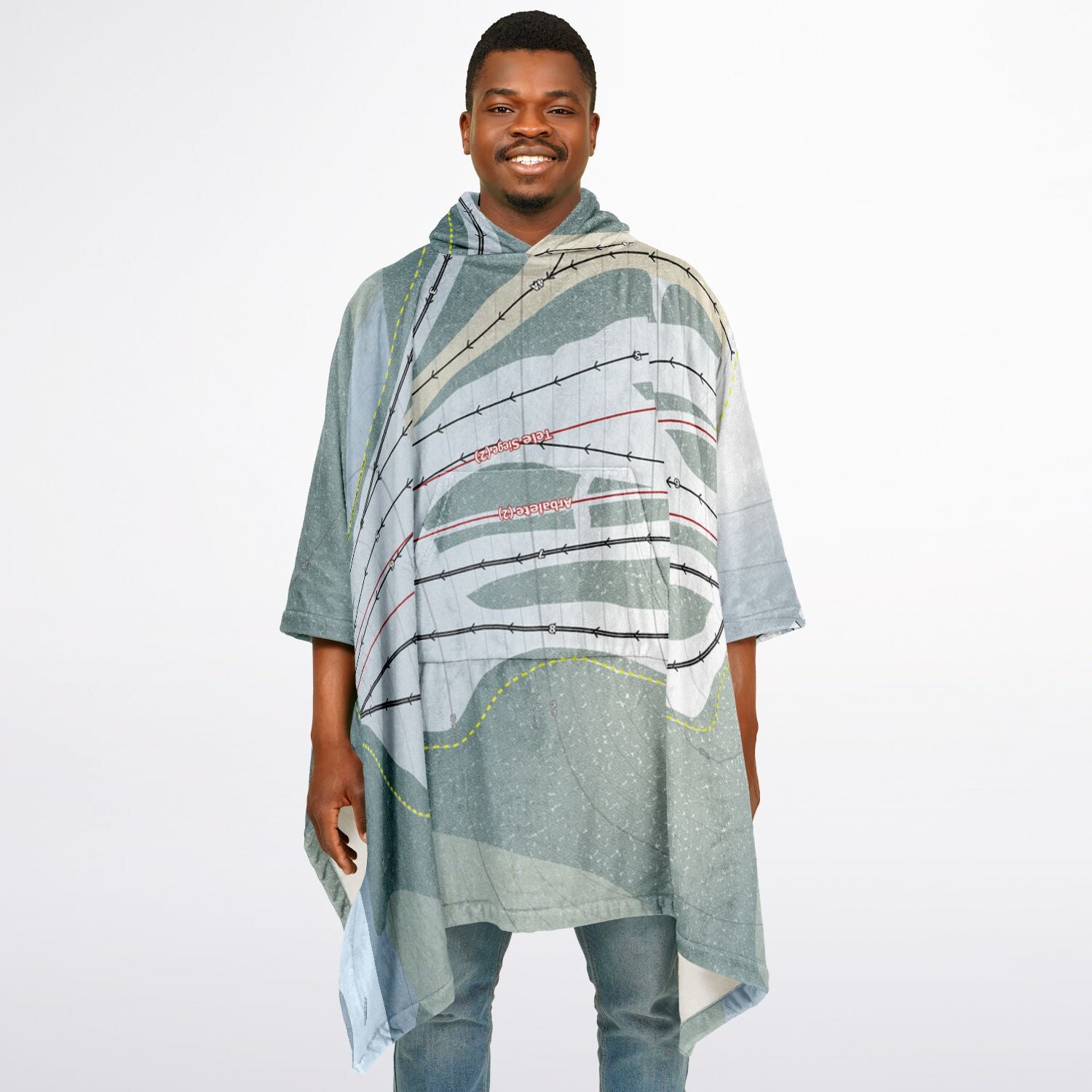 Mont Fortin, Quebec Ski Resort Map Flannel Blanket Poncho