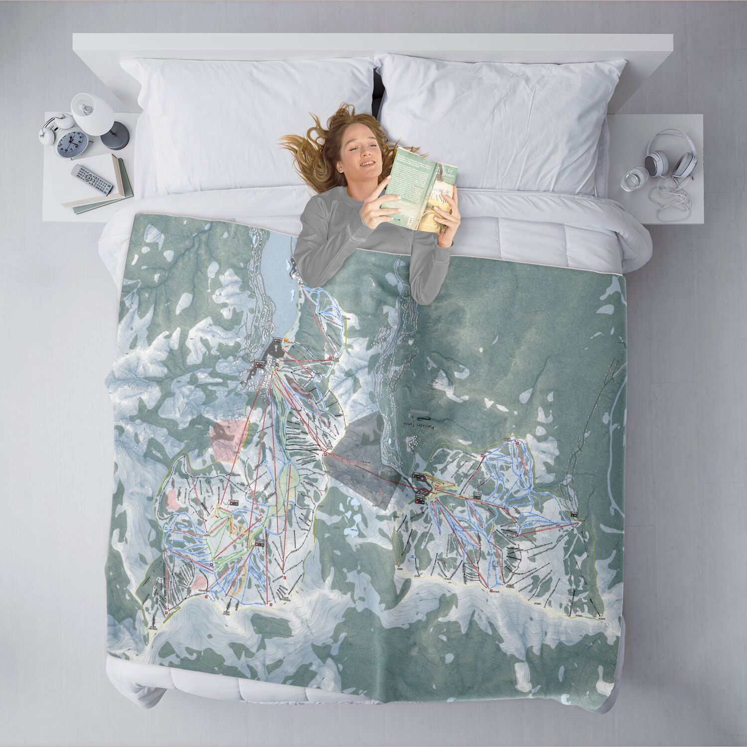 Palisades Tahoe, California Ski Resort Map XL Blanket