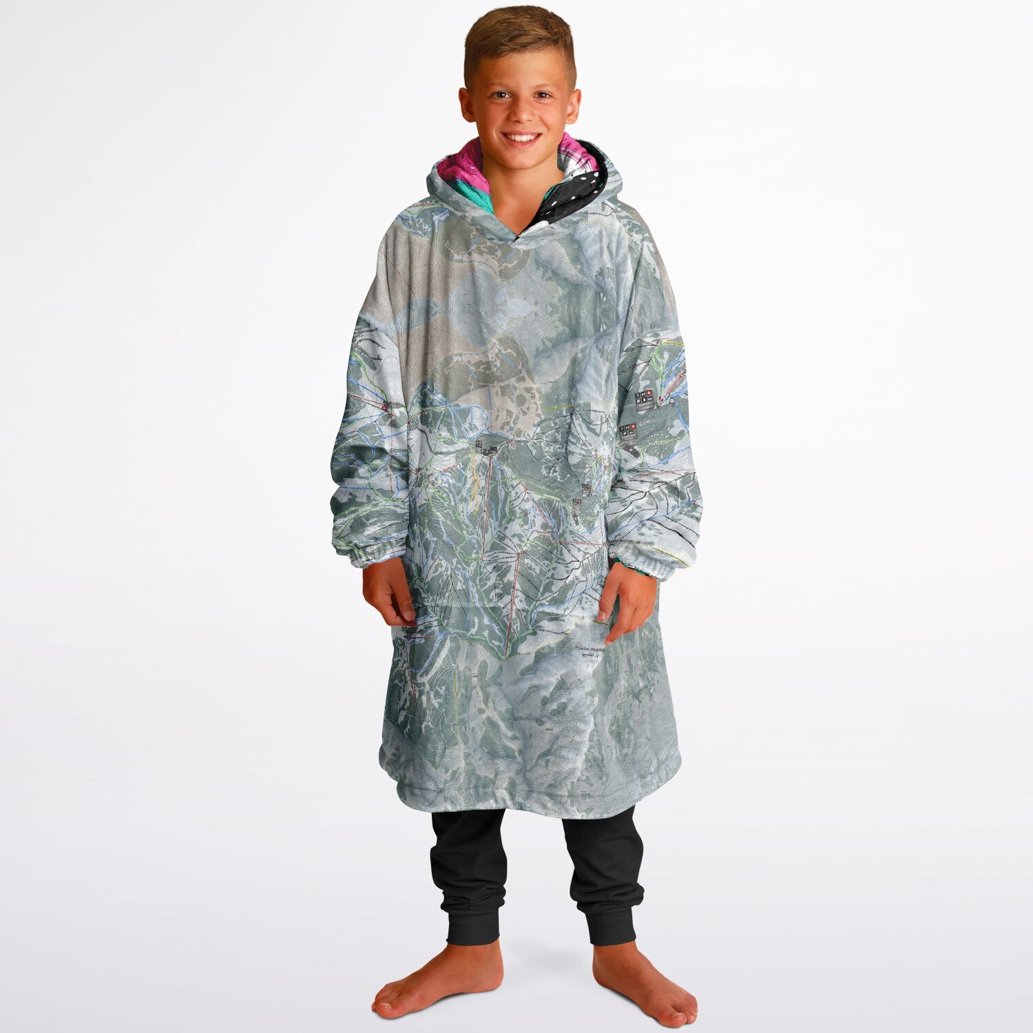 Powder Mountain, Utah Ski Resort Map Youth Reversible Snug Hoodie