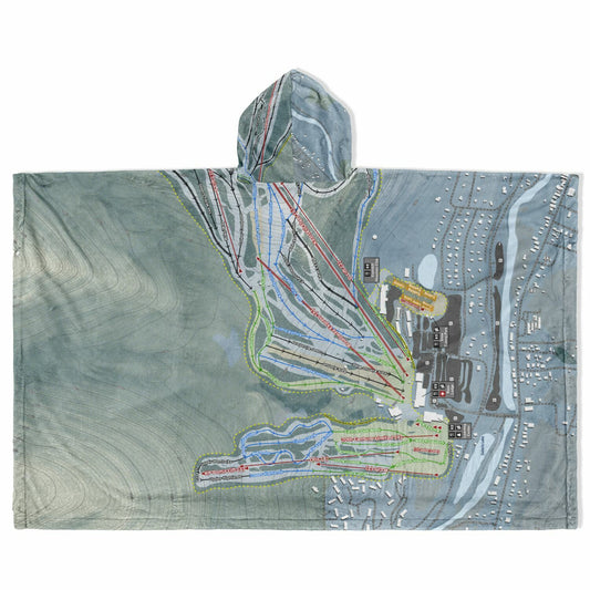 Hunter Mountain, New York Ski Resort Map Flannel Blanket Poncho