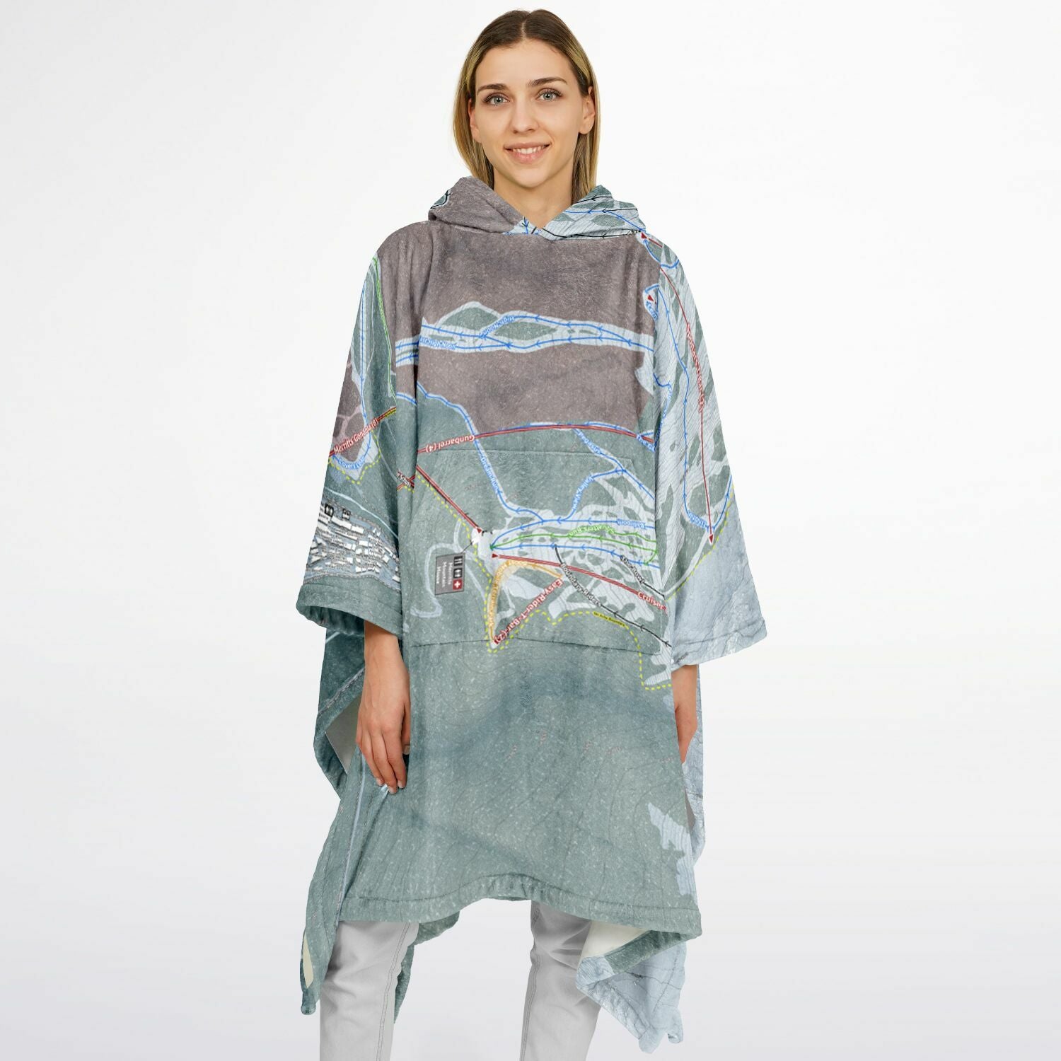 Thredbo, Australia Ski Resort Map Flannel Blanket Poncho