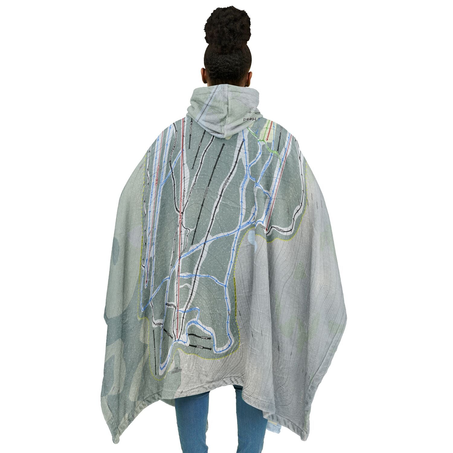 Owls Head, Quebec Ski Resort Map Flannel Blanket Poncho