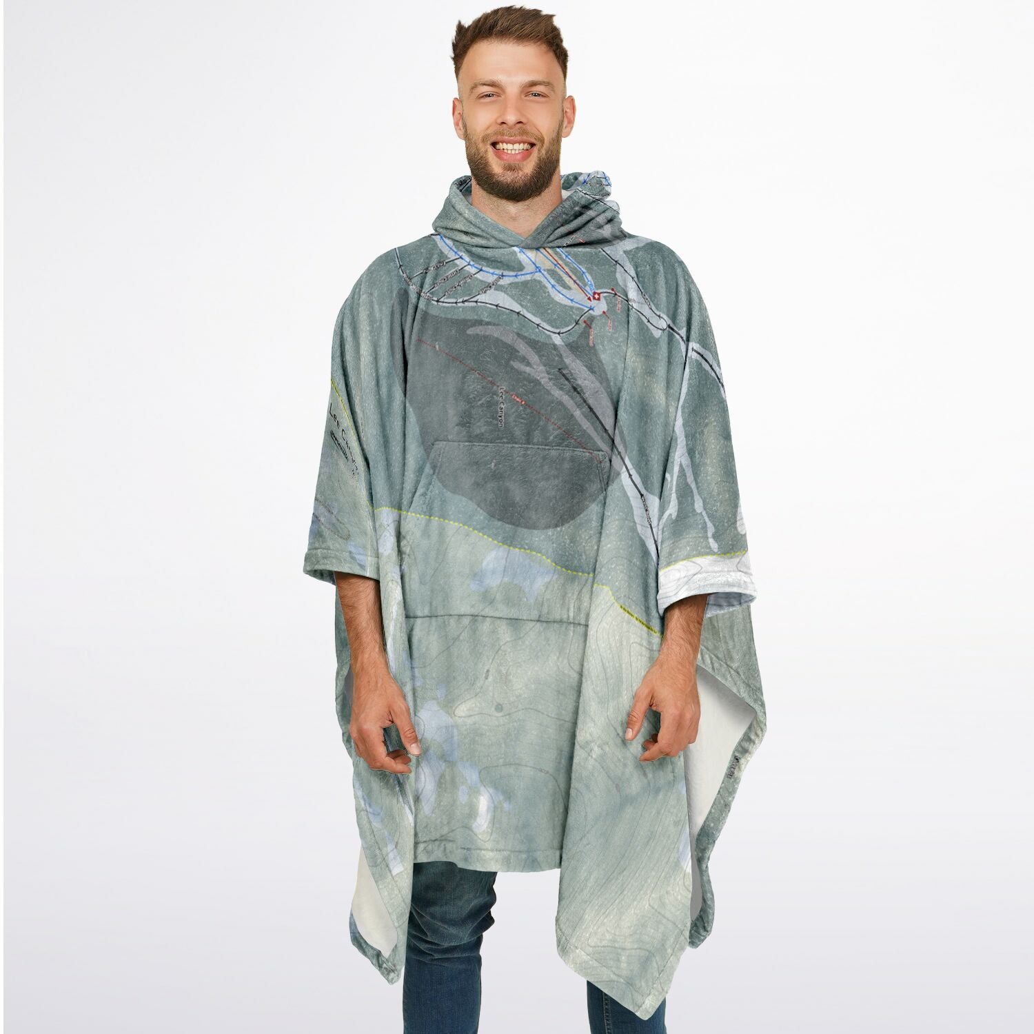 Lee Canyon, Nevada Ski Resort Map Flannel Blanket Poncho
