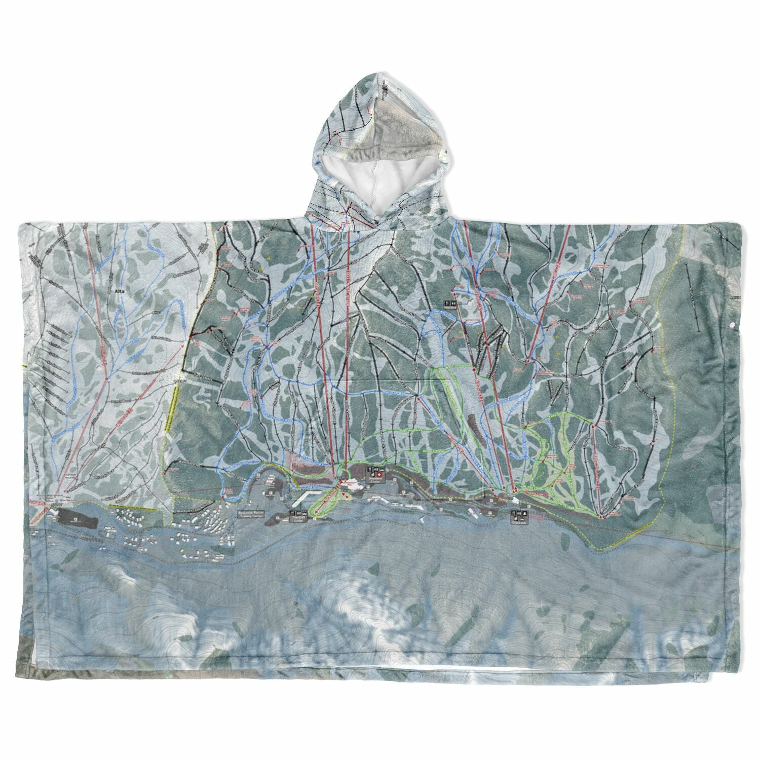 Snowbird, Utah Ski Resort Map Flannel Blanket Poncho