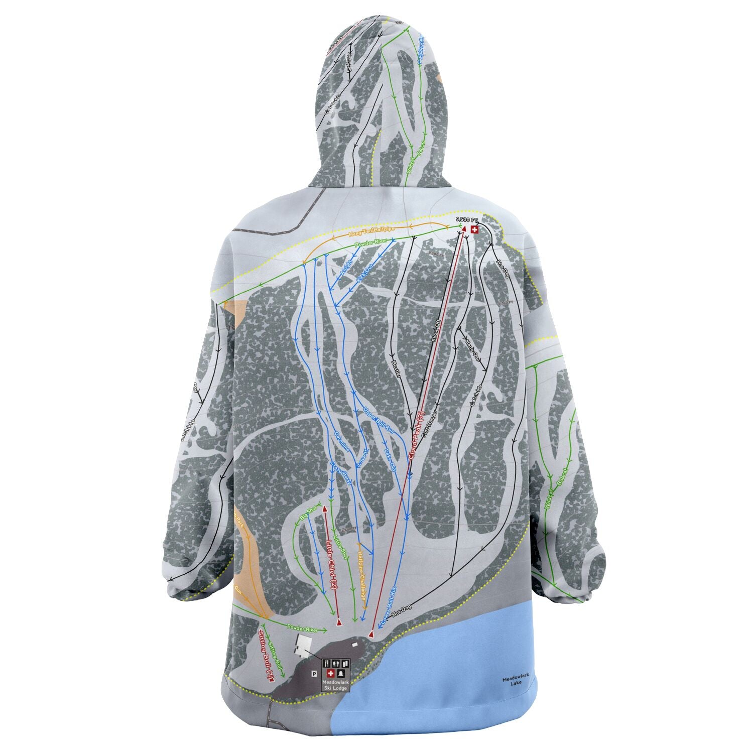 Meadowlark, Wyoming Ski Trail Map Snug Hoodie