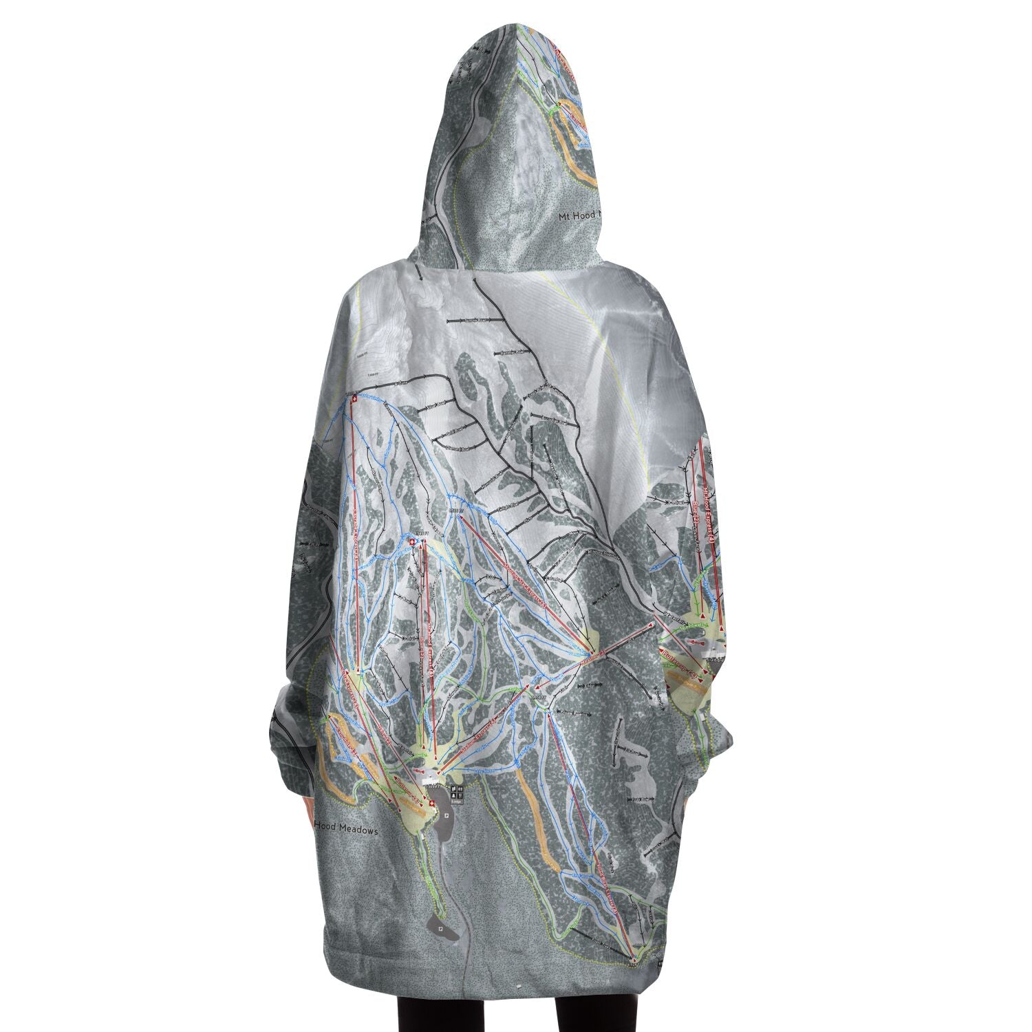 Mt. Hood Meadows, Oregon Ski Trail Map - Snug Hoodie - Powderaddicts