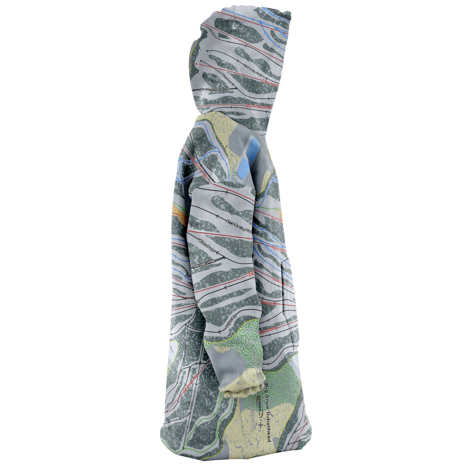 Big Snow Indianhead, Michigan Ski Trail Map Snug Hoodie