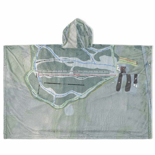 Porcupine Mountains, Michigan Ski Resort Map Flannel Blanket Poncho