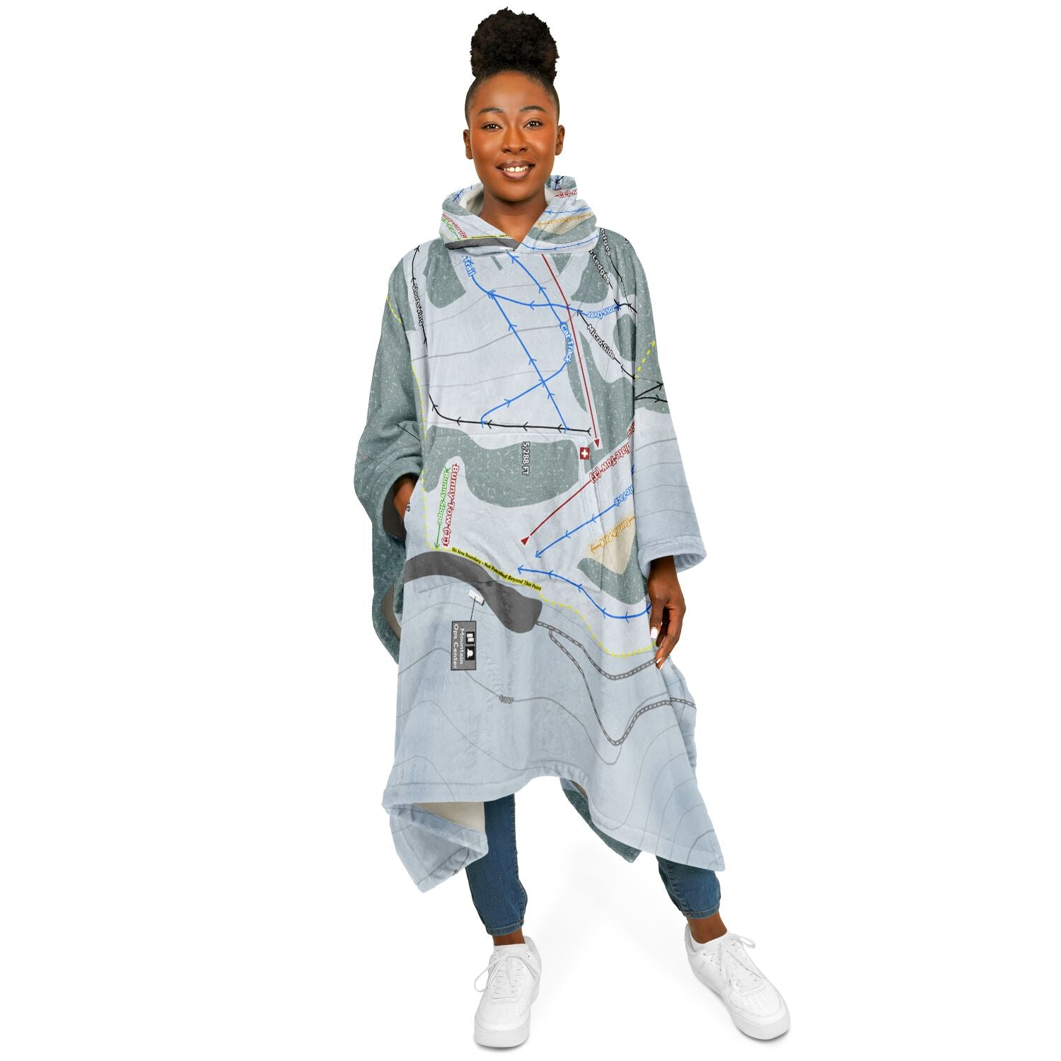 Hurricane Ridge, Washington Ski Resort Map Flannel Blanket Poncho