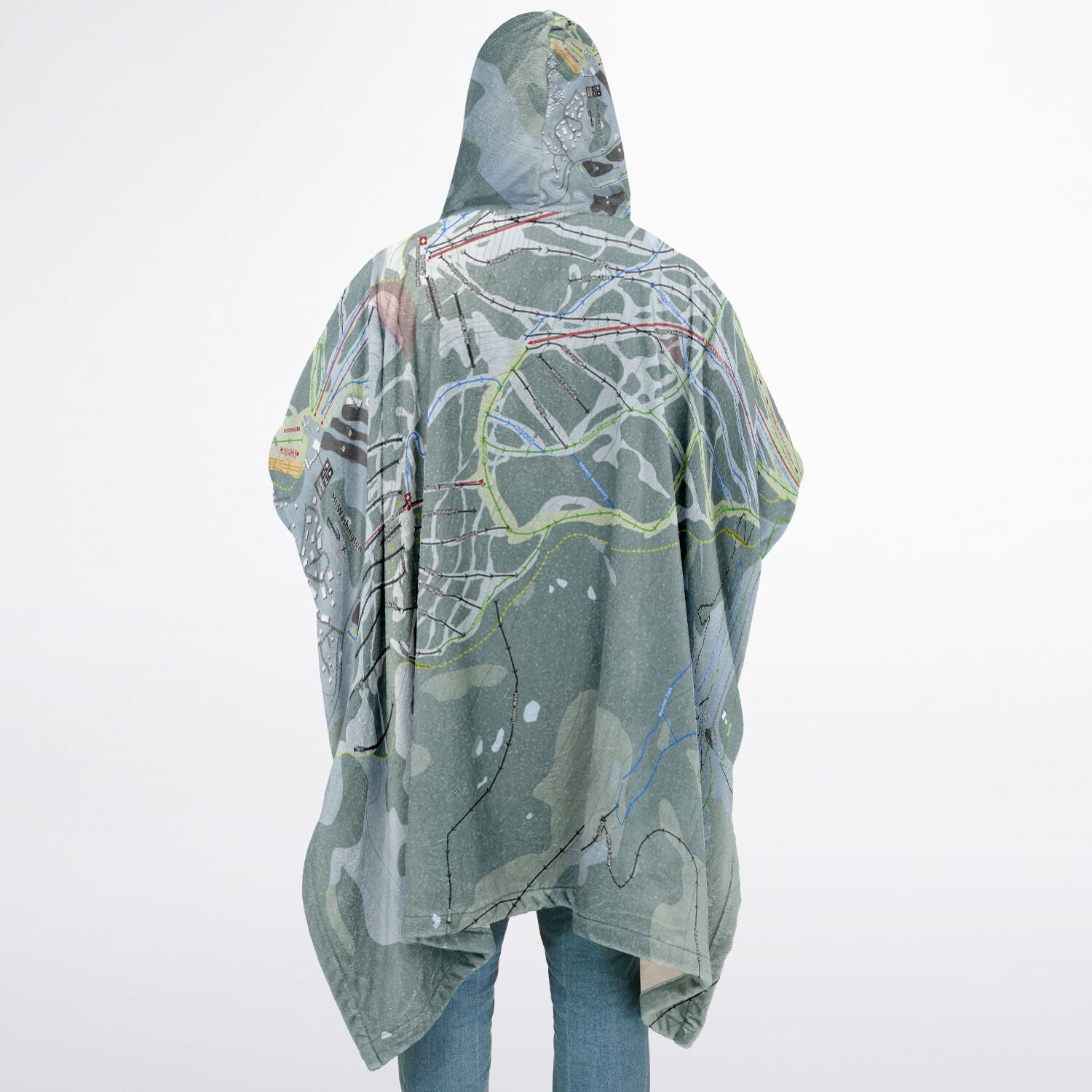 Mt Washington, British Columbia Ski Resort Map Flannel Blanket Poncho
