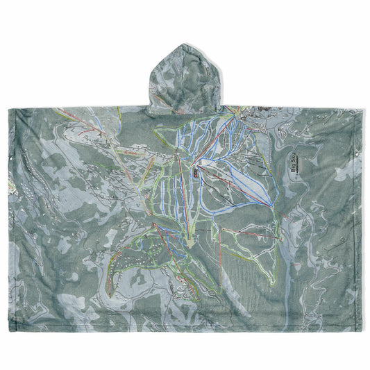 Big Sky, Montana Ski Resort Map Flannel Blanket Poncho