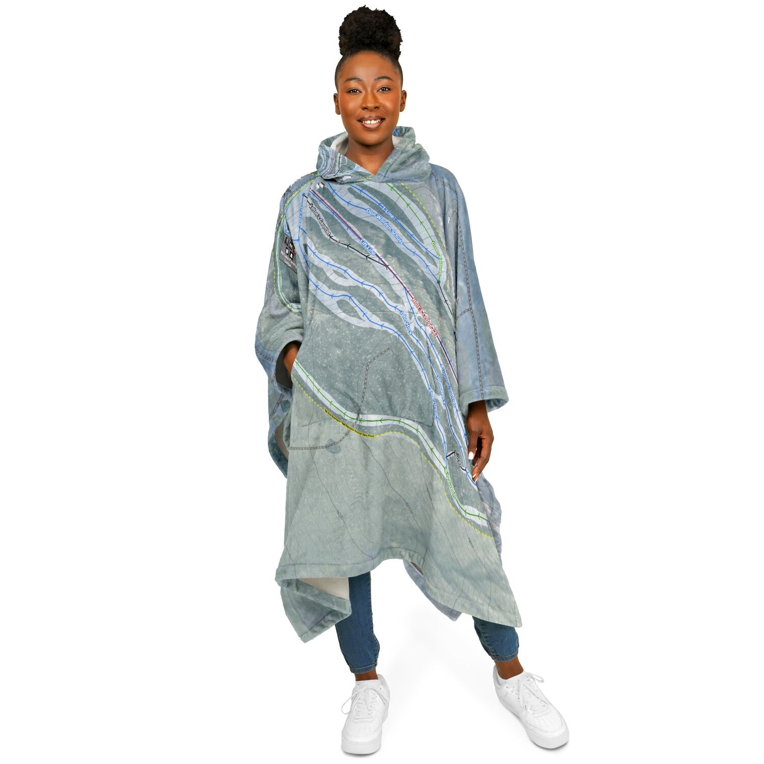 Dartmouth Skiway, New Hampshire Ski Resort Map Flannel Blanket Poncho