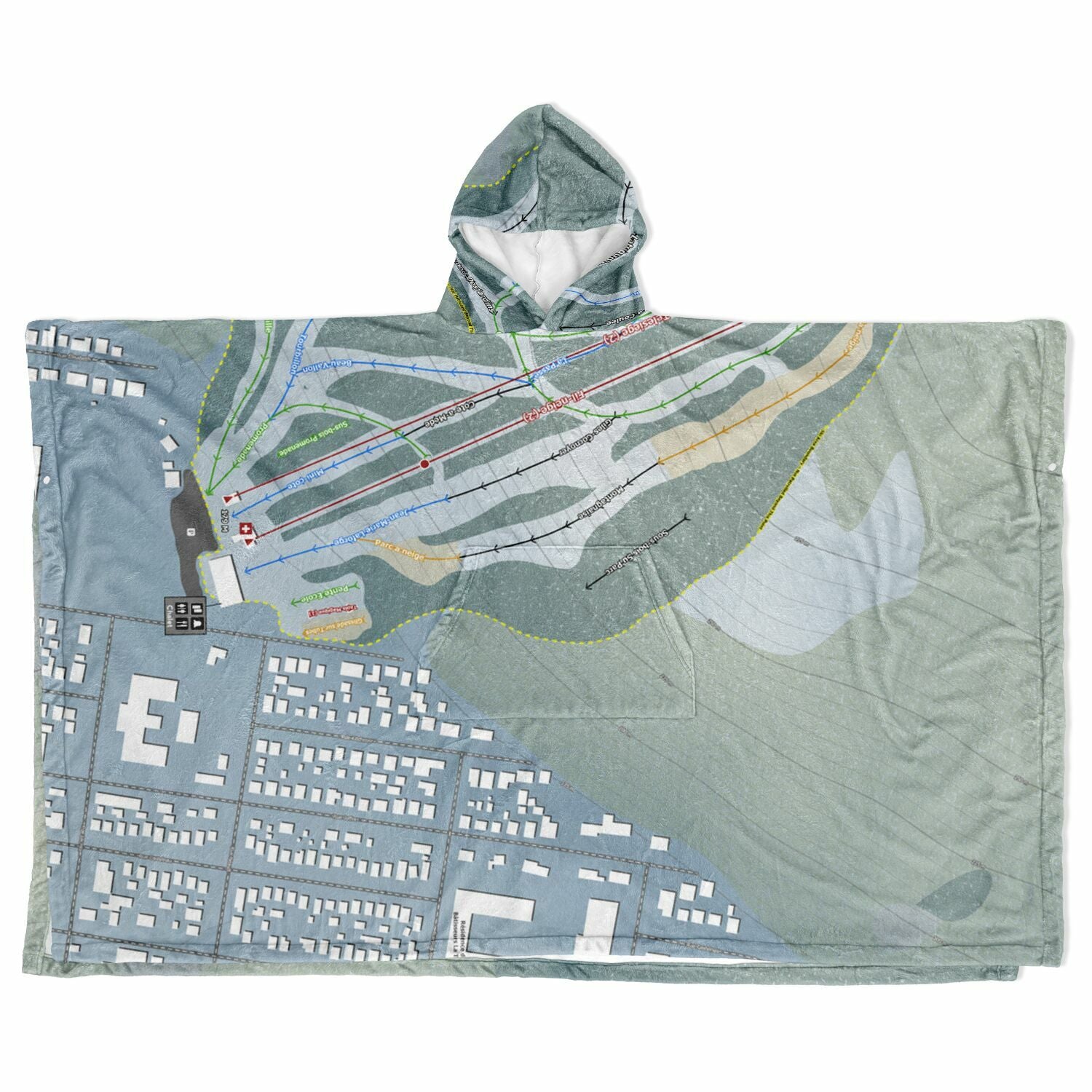 SkiLa Tuque, Quebec Ski Resort Map Flannel Blanket Poncho