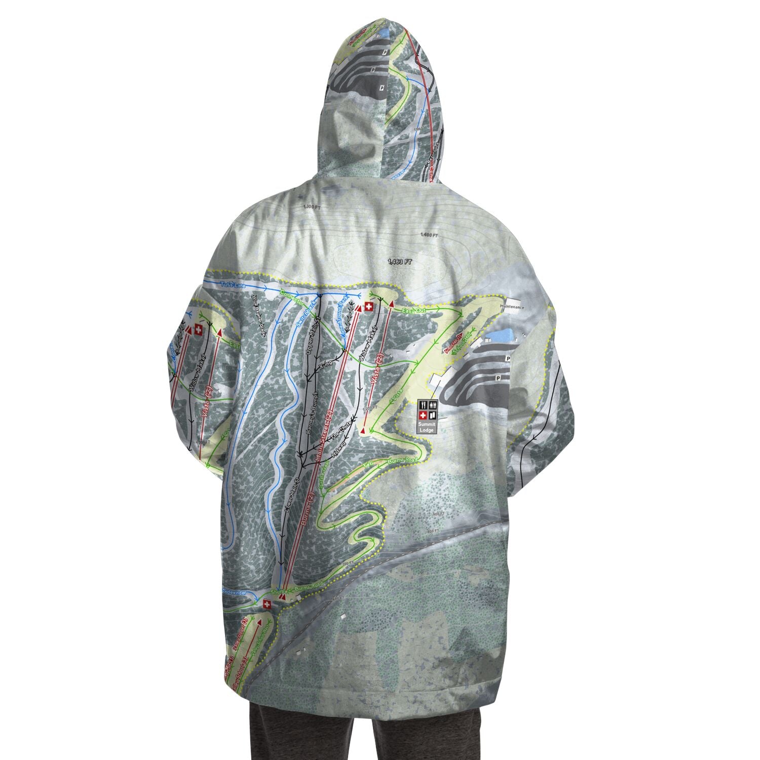 Blue Mountain, Pennsylvania Ski Trail Map Snug Hoodie