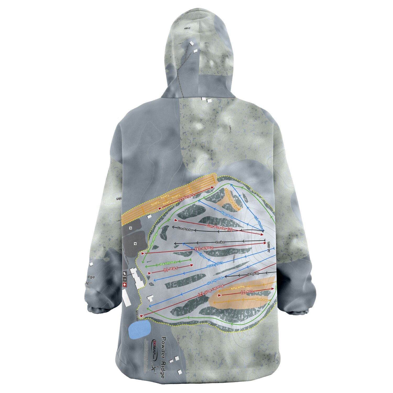 Powder Ridge, Minnesota Ski Trail Map Snug Hoodie