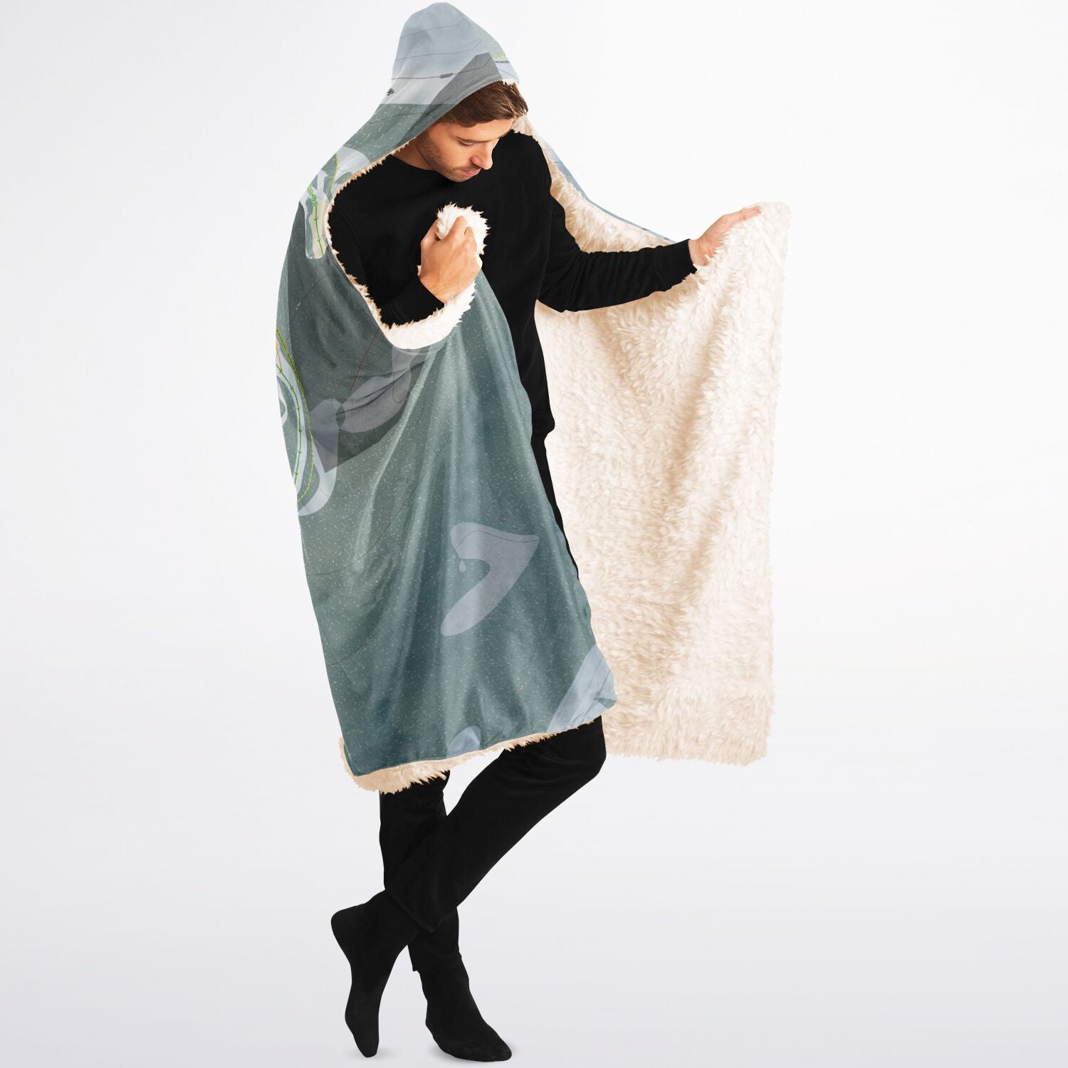 Sky Tavern, Nevada Ski Trail Map - Adult Hooded Blanket