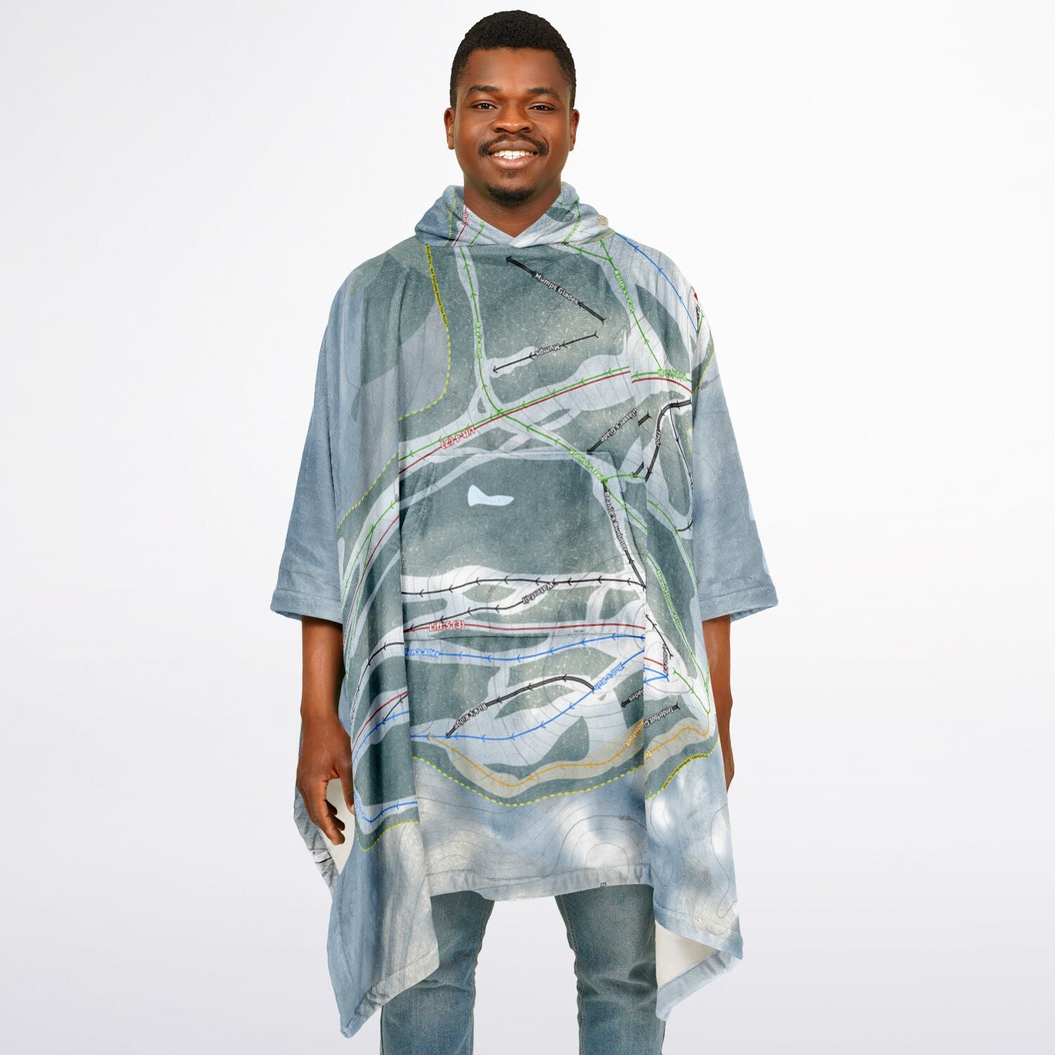 Otsego, Michigan Ski Resort Map Flannel Blanket Poncho
