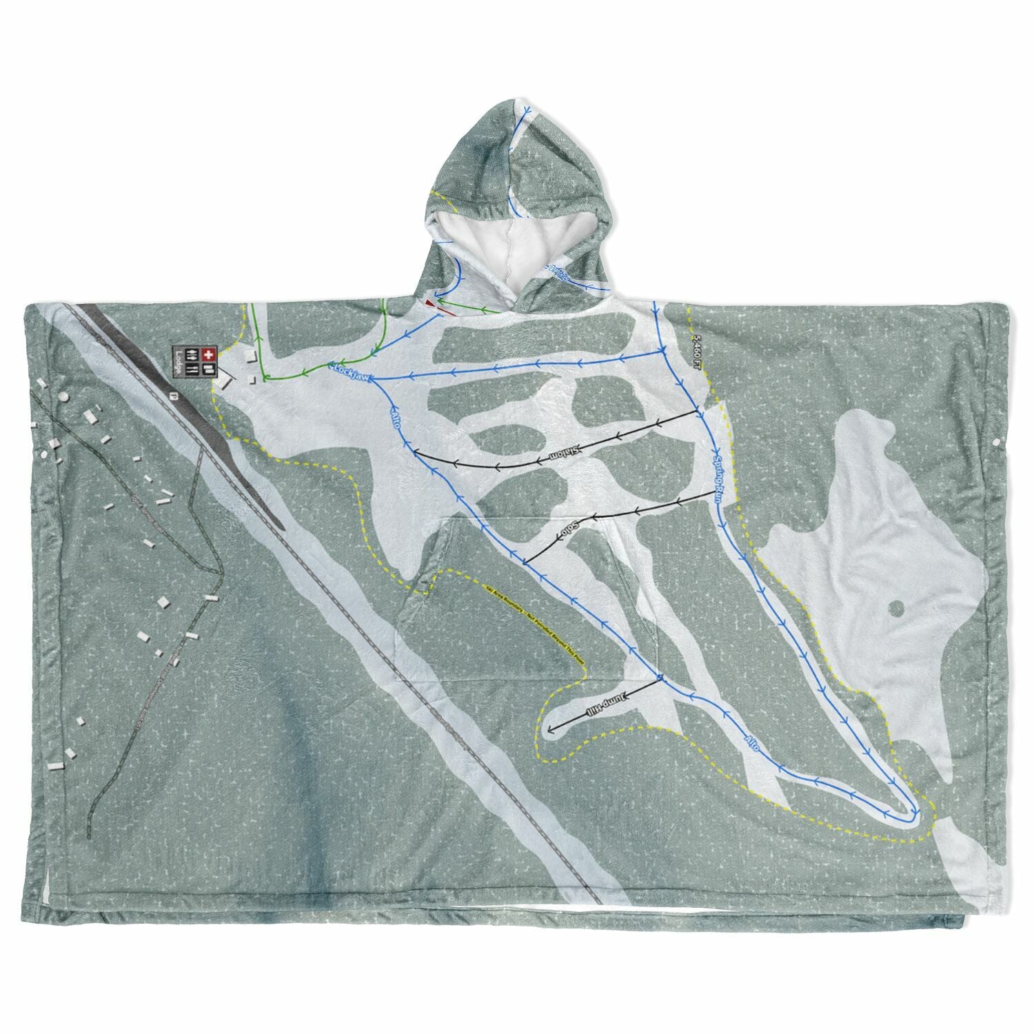 Spout Springs, Oregon Ski Resort Map Flannel Blanket Poncho