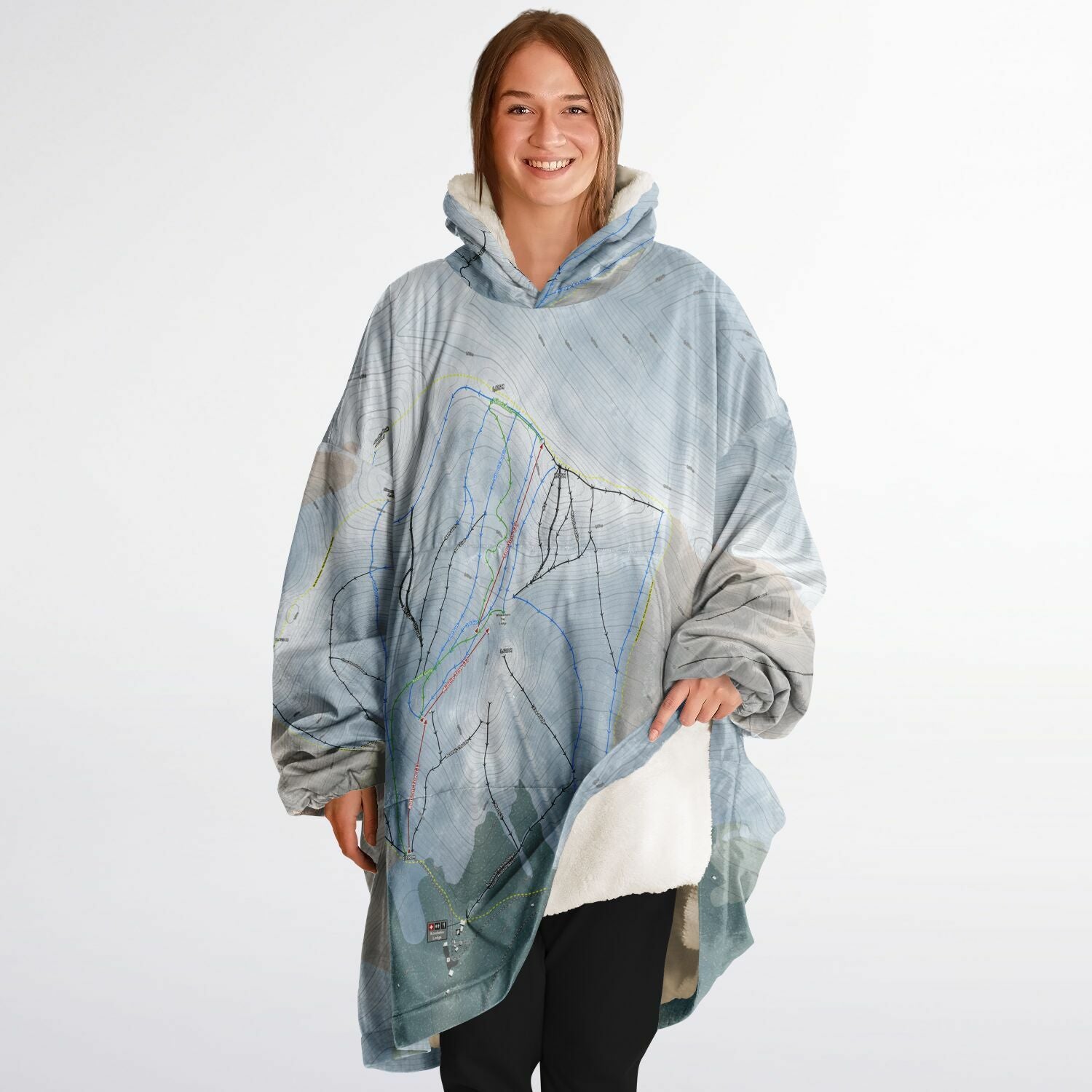 Craigieburn Valley, New Zealand Ski Trail Map - Snug Hoodie