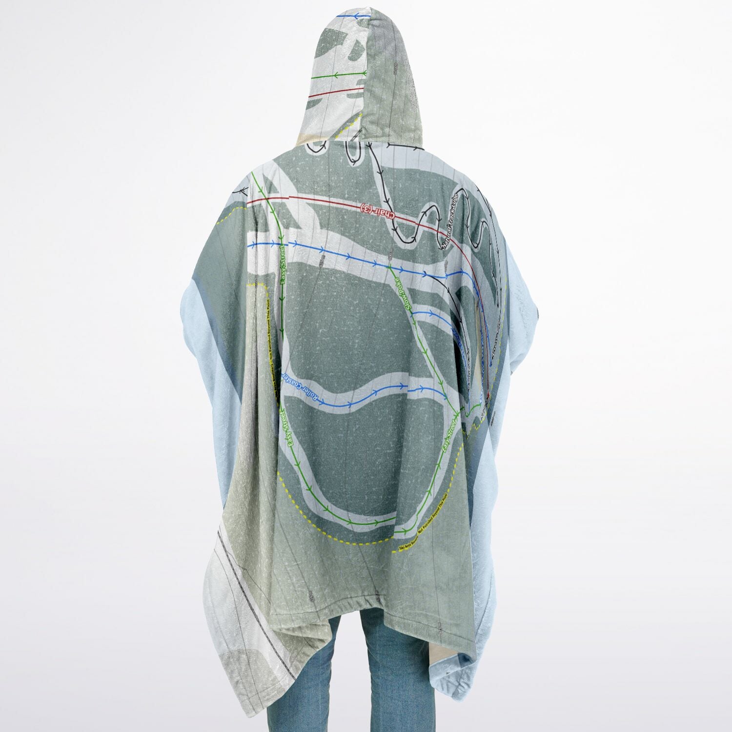 Nitehawk, Alberta Ski Resort Map Flannel Blanket Poncho