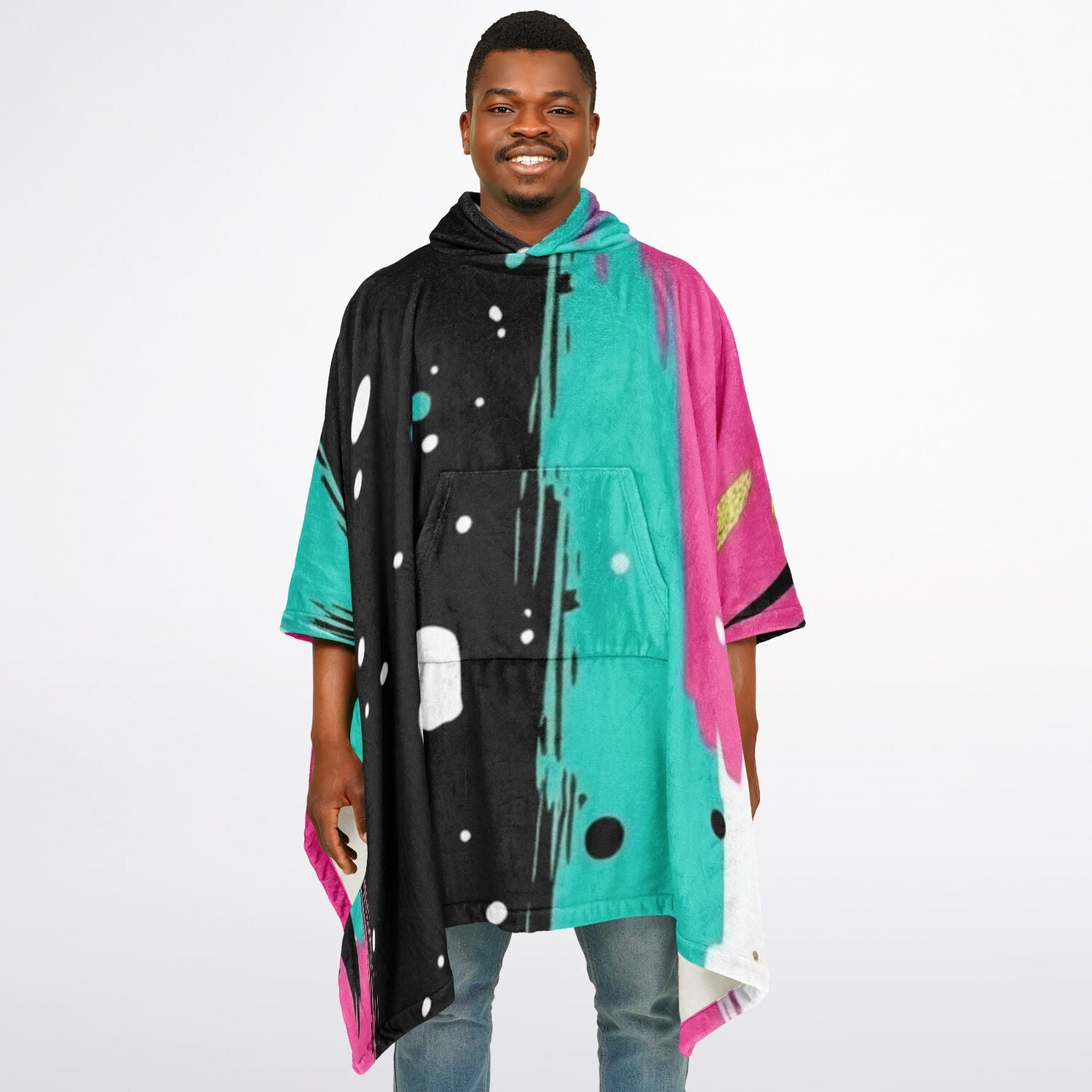 Pop Art Brush Strokes, Flannel Blanket Poncho