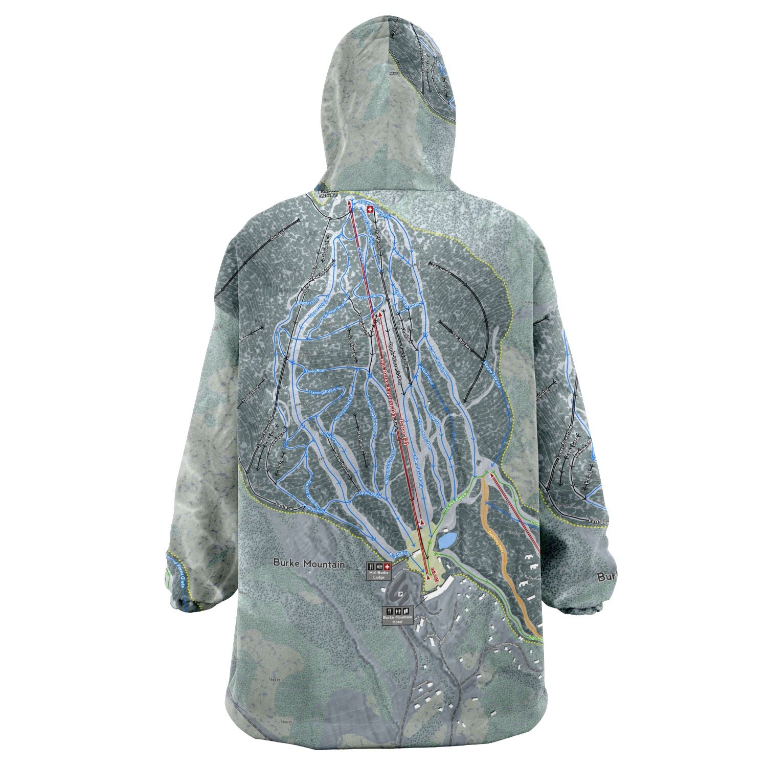 Burke Mountain, Vermont Ski Trail Map - Snug Hoodie