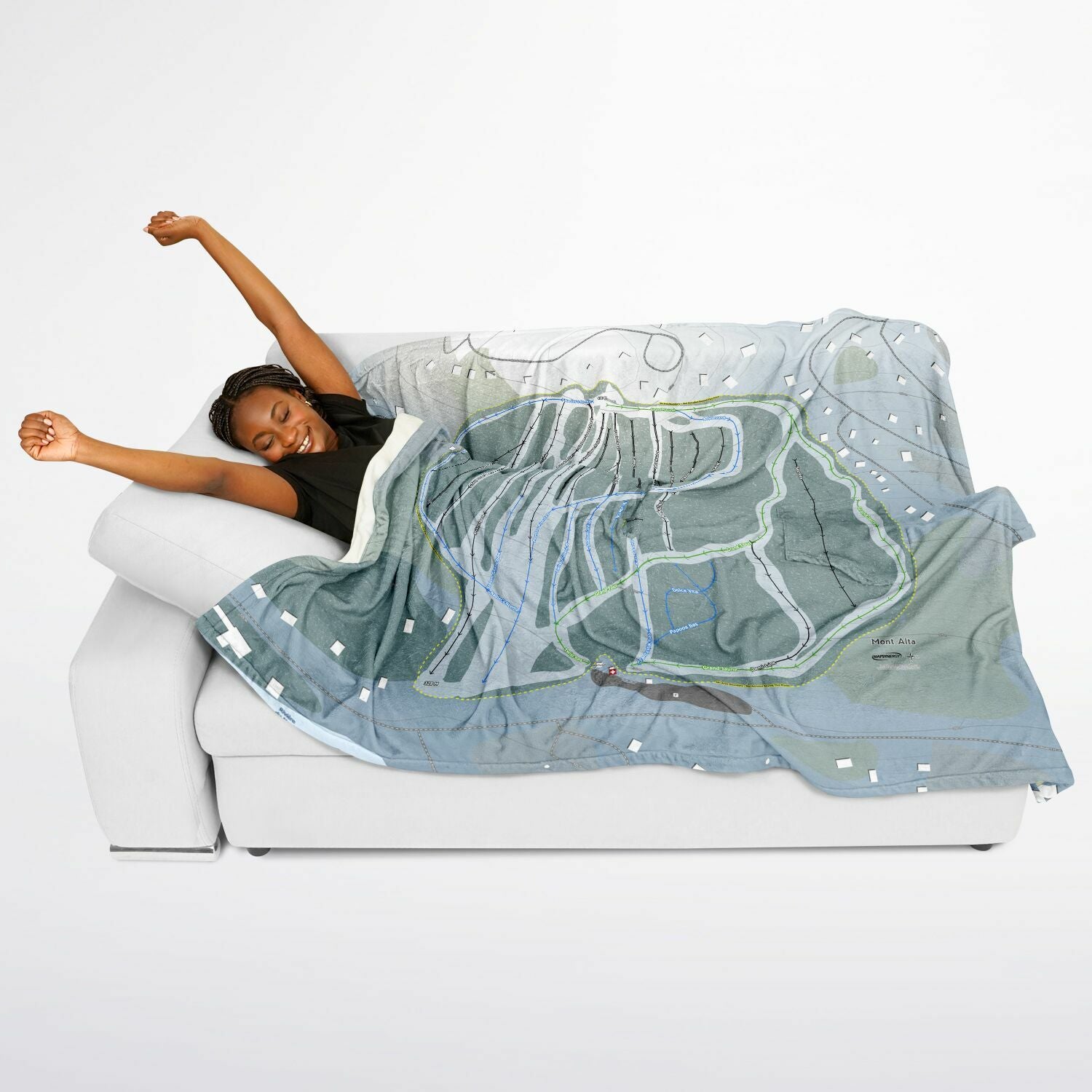 Mont Alta, Quebec Ski Resort Map Flannel Blanket Poncho